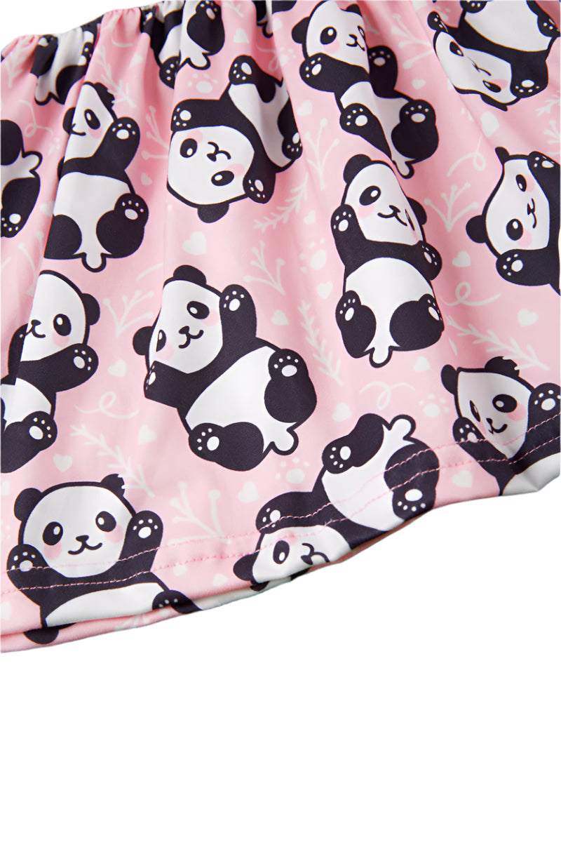 PANDA EMBROIDERED DETAIL & BLACK LEGGINGS.