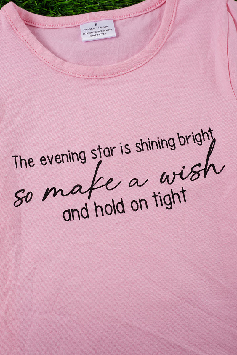 "Make a wish" Pink graphic tee shirt