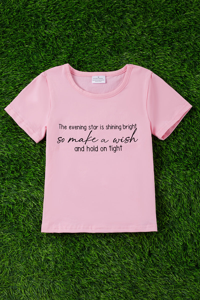 "Make a wish" Pink graphic tee shirt