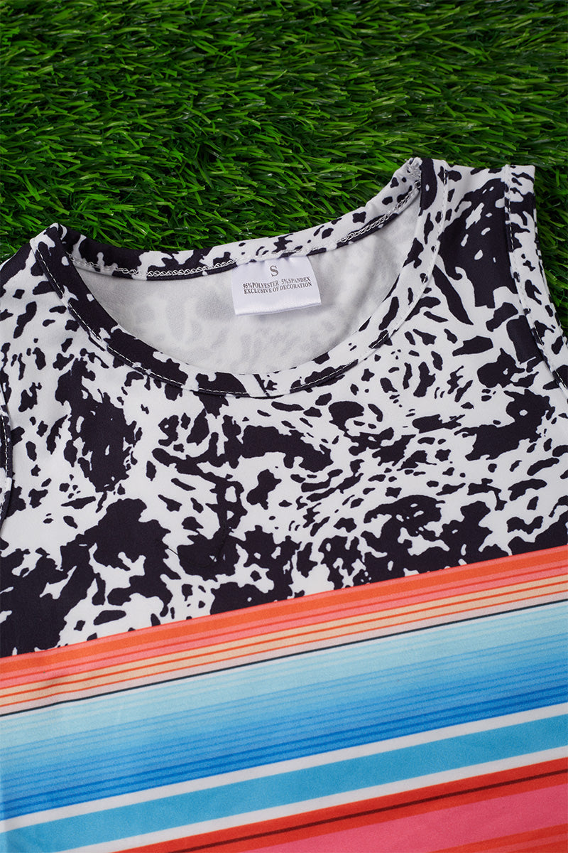 Serape and cow print tank top