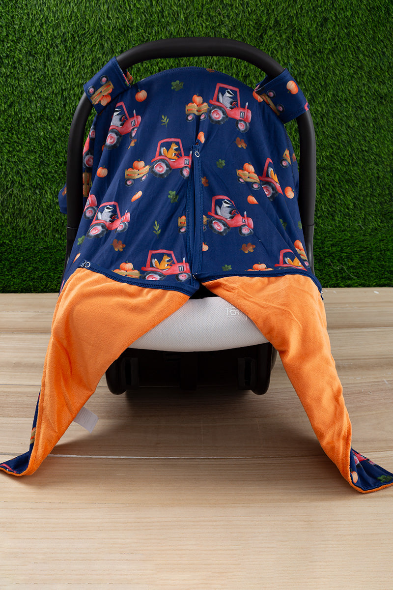 Fall in the farm navy blue printed car seat cover. ZYTB45133001 M