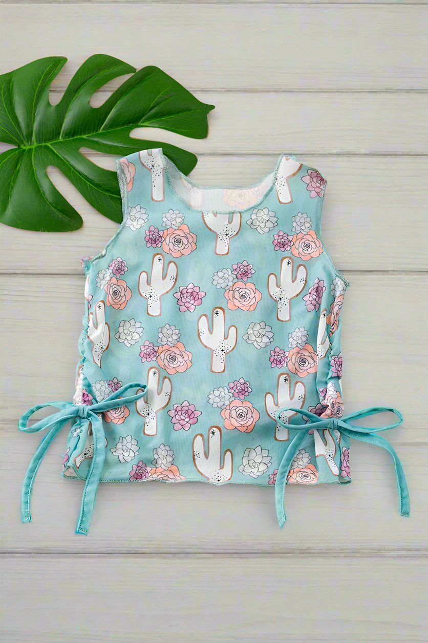Cactus printed sheer tank top