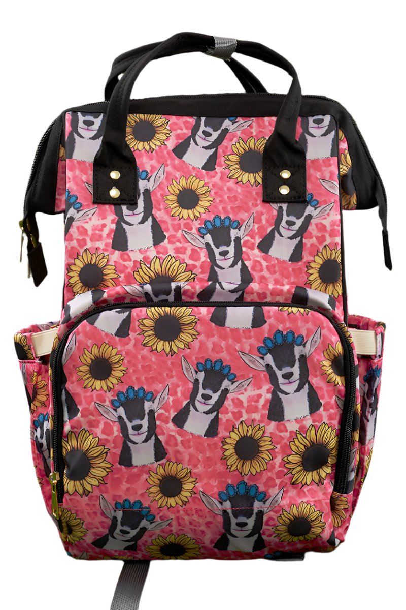 Happy goat printed diaper bag.