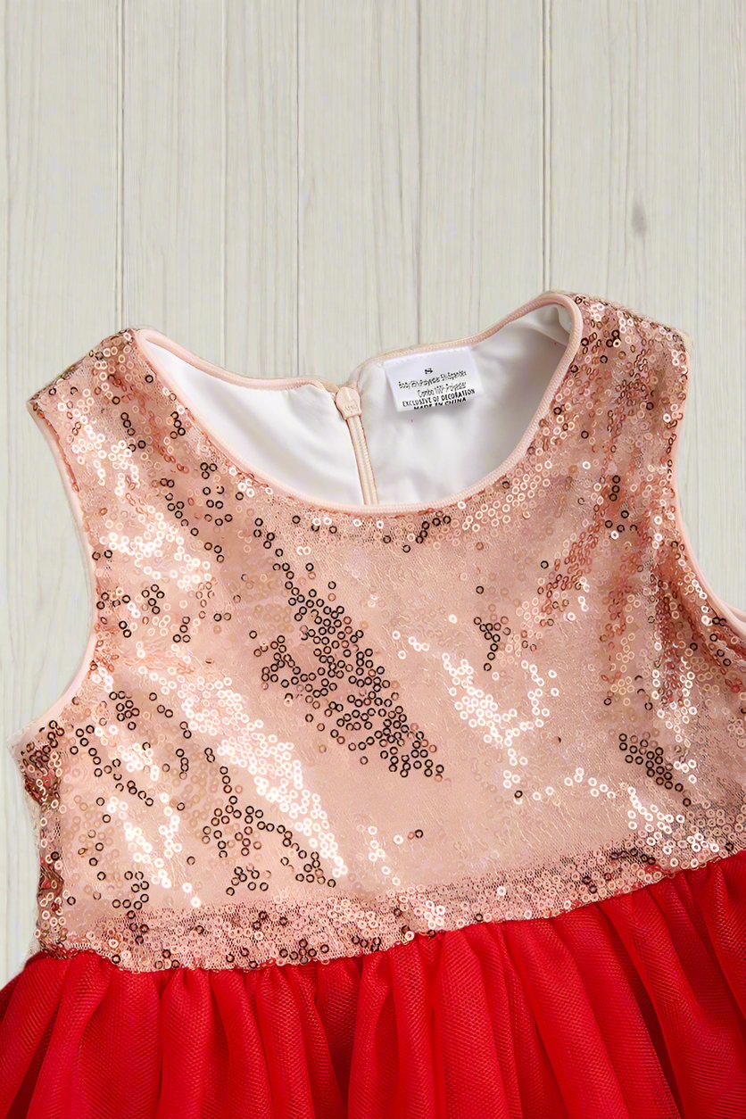 Sequin w/ Red Tulle Dress