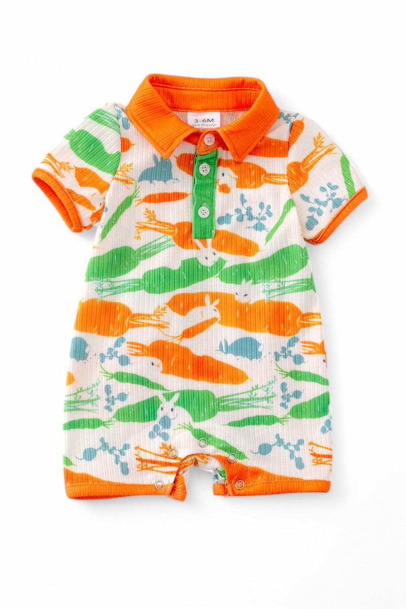 Easter bunny & carrot printed boys baby romper.