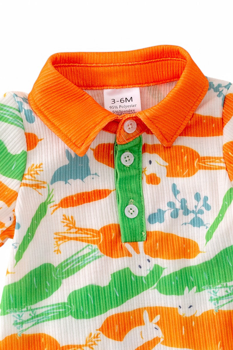 Easter bunny & carrot printed boys baby romper.