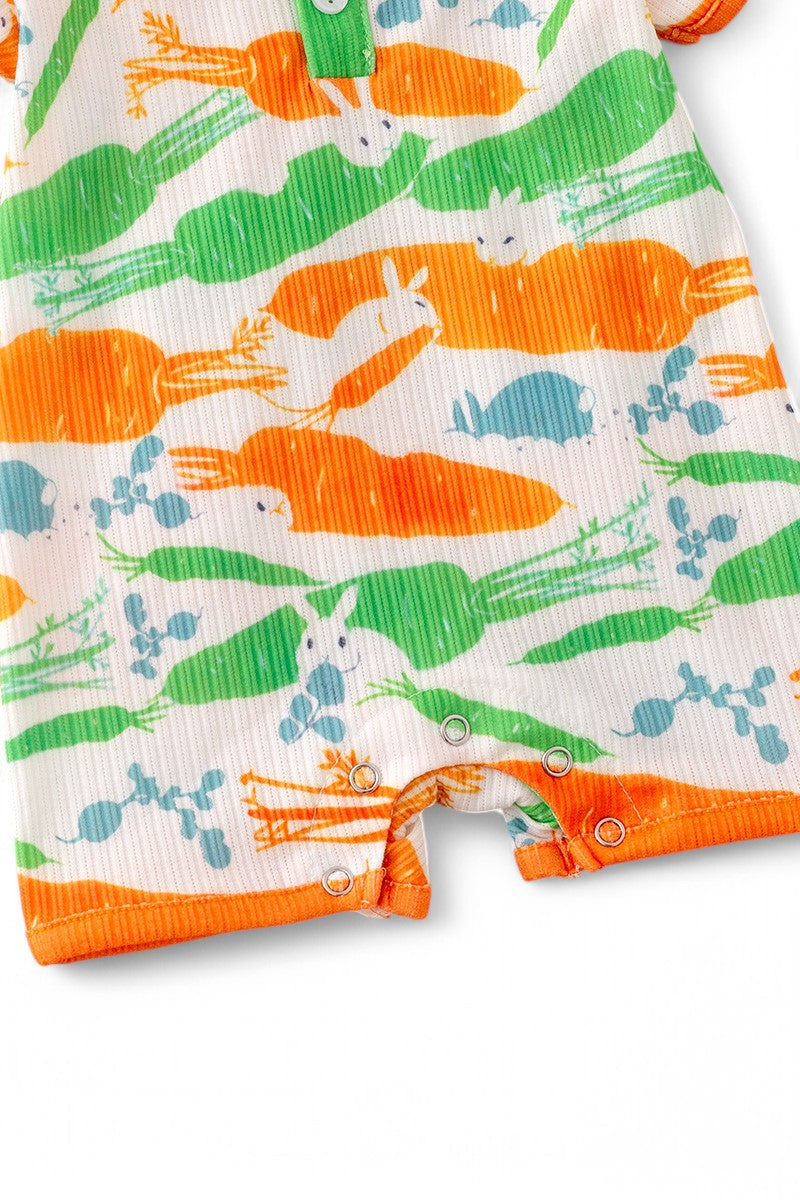 Easter bunny & carrot printed boys baby romper.