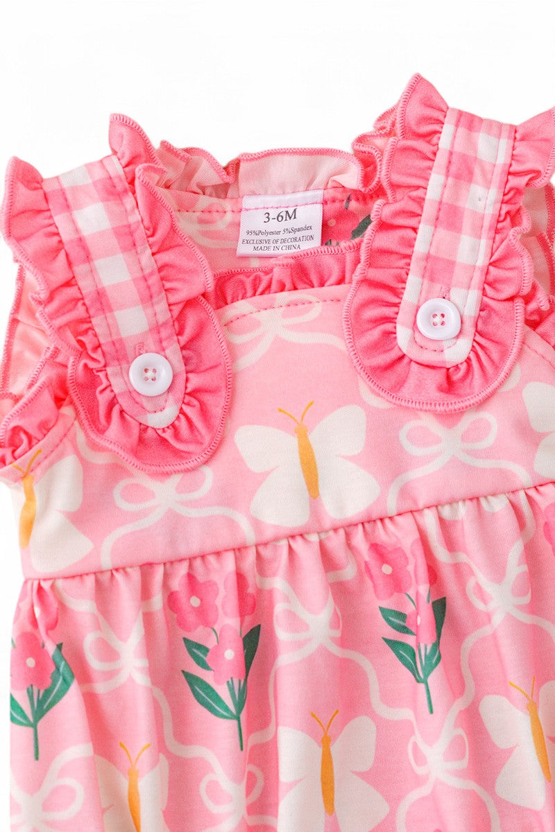 Butterflies & flower printed baby onesie with snaps.