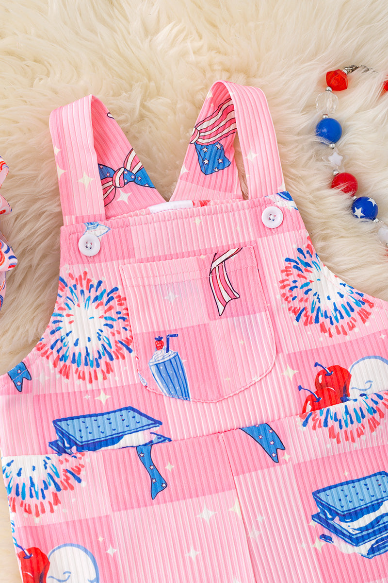 Pink patriotic girls jumpsuit. PNG50111