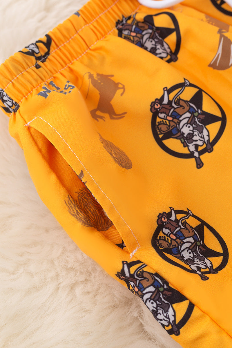 Wild west boys yellow trunks.
