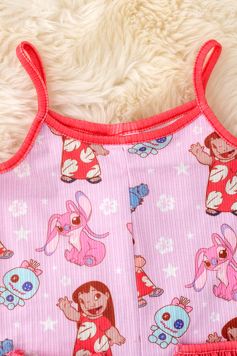 L*lo & st*tch cartoon printed girls romper.
