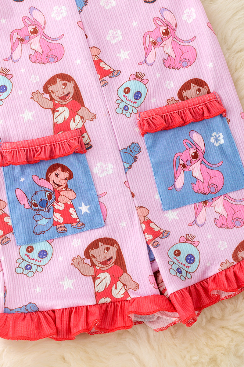 L*lo & st*tch cartoon printed girls romper.