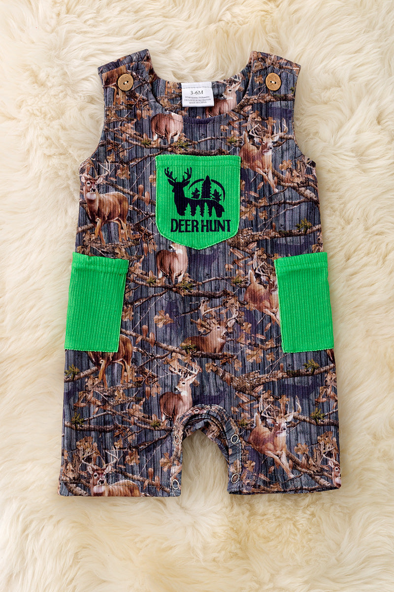 Deer Hunt" Side pocket boys baby romper. RPB50270