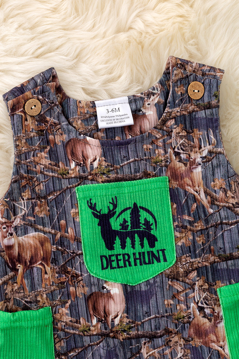 Deer Hunt" Side pocket boys baby romper. RPB50270