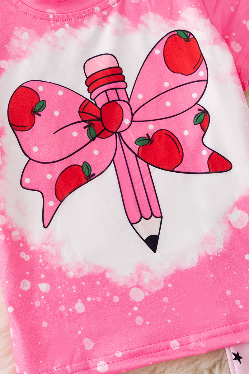 Coquette apple printed printed back to school 2 piece set. OFG50879