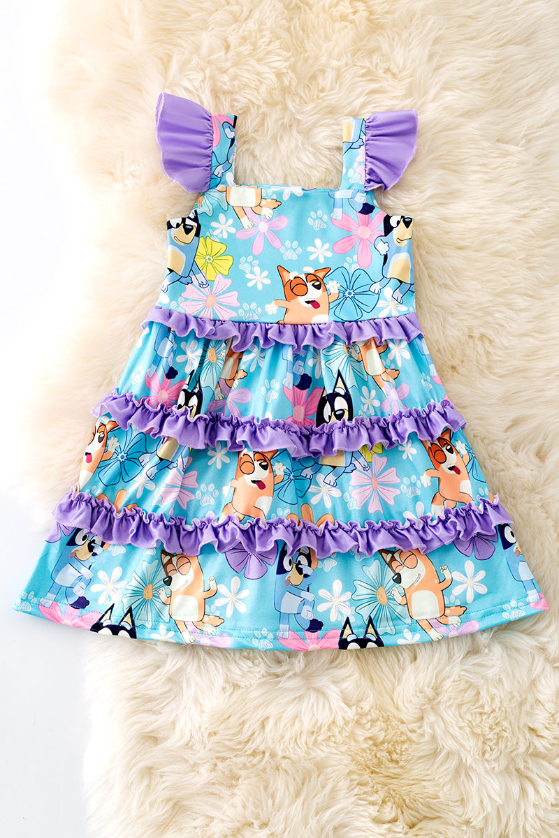 Turquoise Blu*y tiered dress. DRG51526