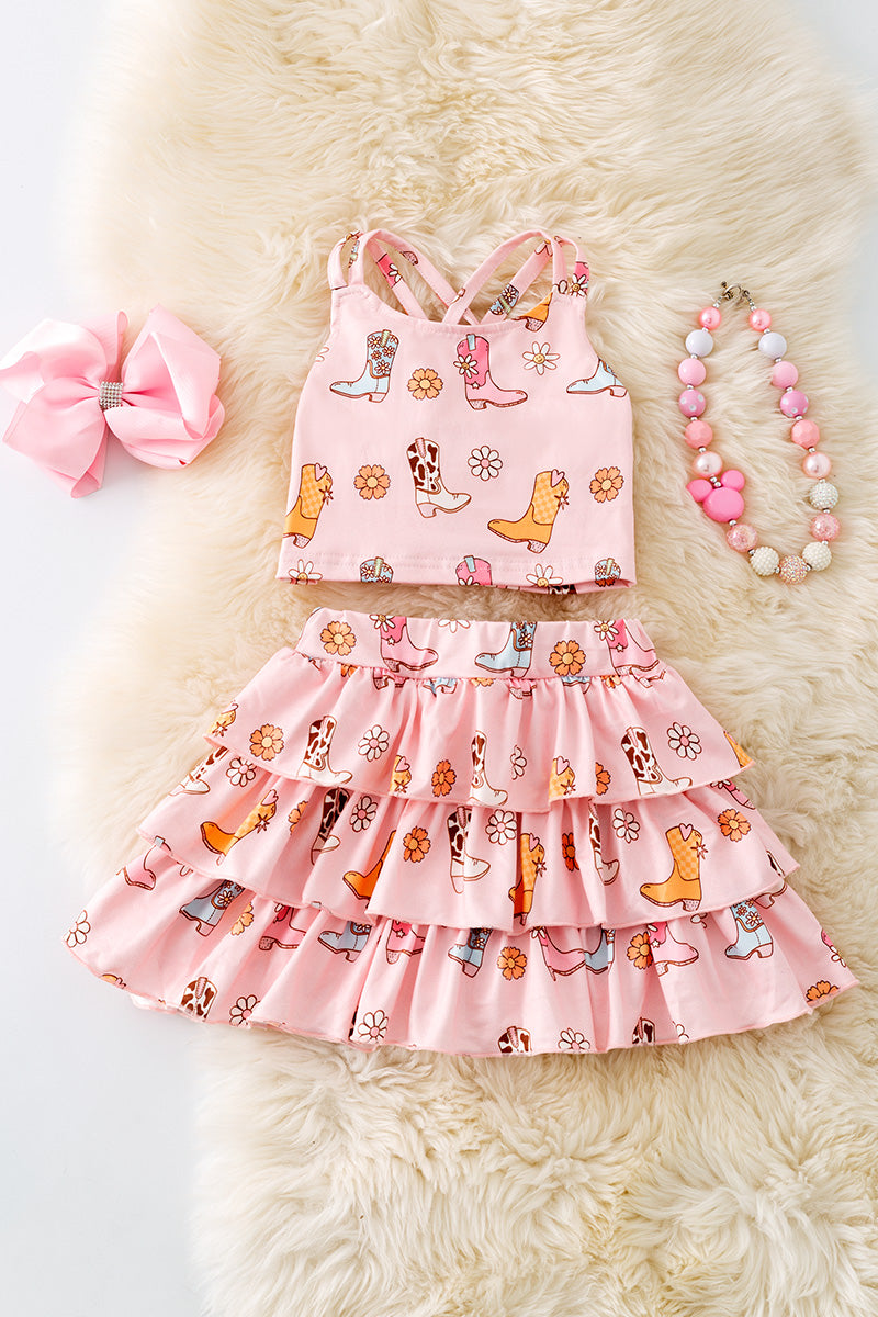 3 layer western skirt/underneath shorts & crop tank top. OFG50887