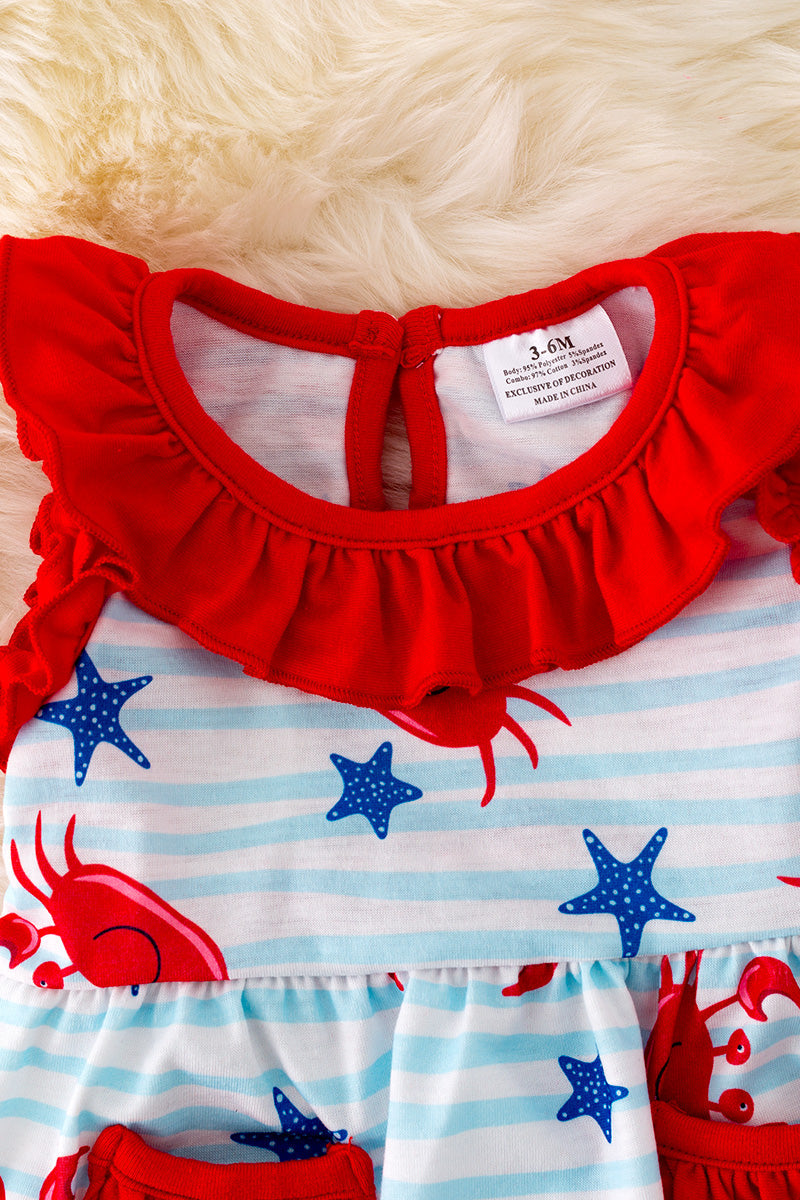 Crab & stripe printed onesie.