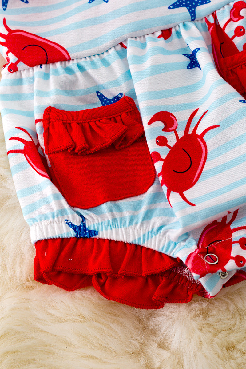 Crab & stripe printed onesie.