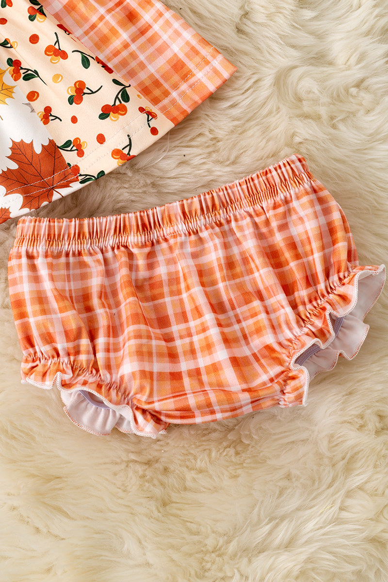 Yellow & Orange plaid baby tunic & baby bloomers. RPG61912