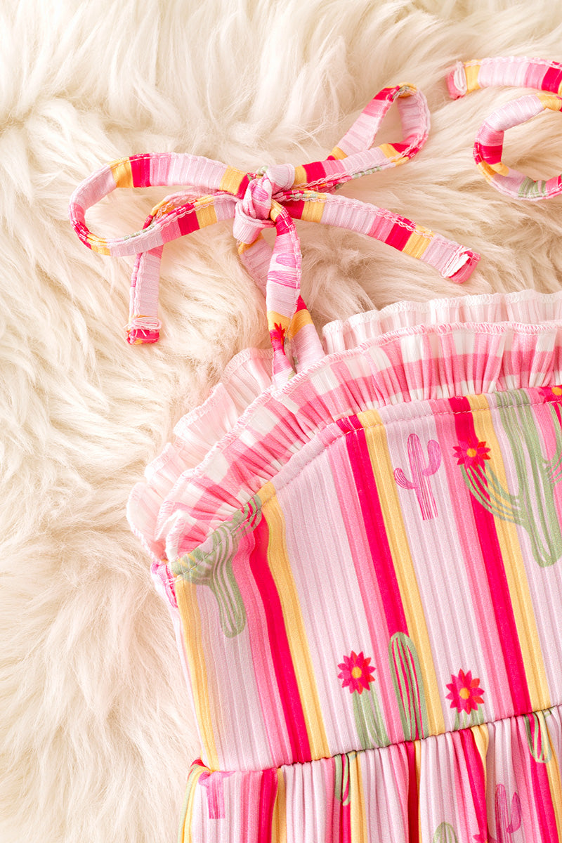 Multi-Color stripe and cactus printed baby romper. RPG50740