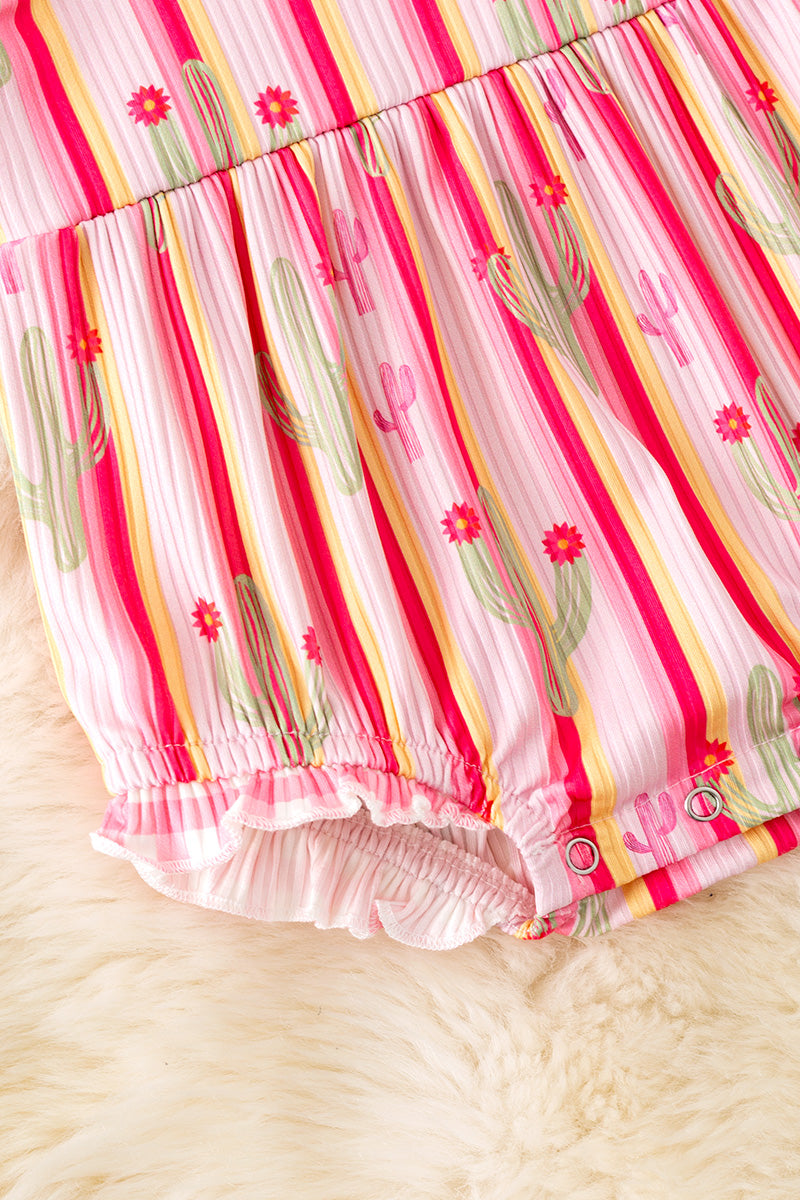 Multi-Color stripe and cactus printed baby romper. RPG50740