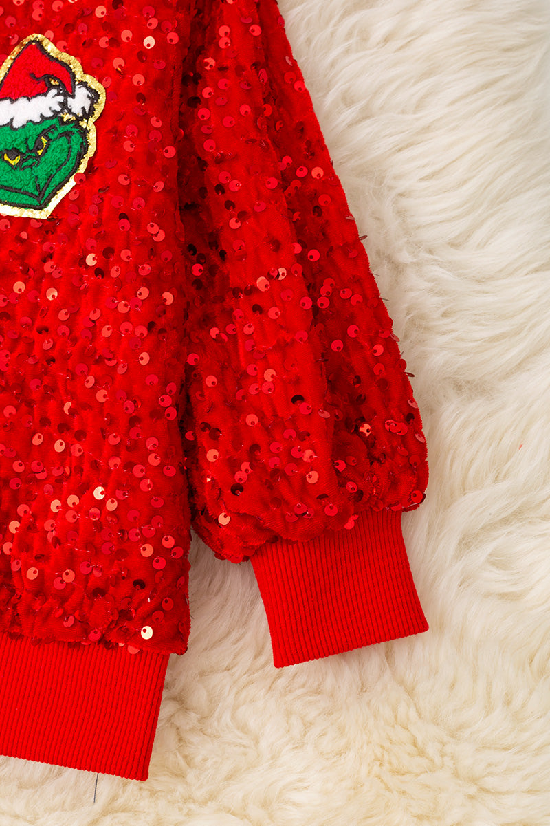 Red Christmas character sequins jacket.