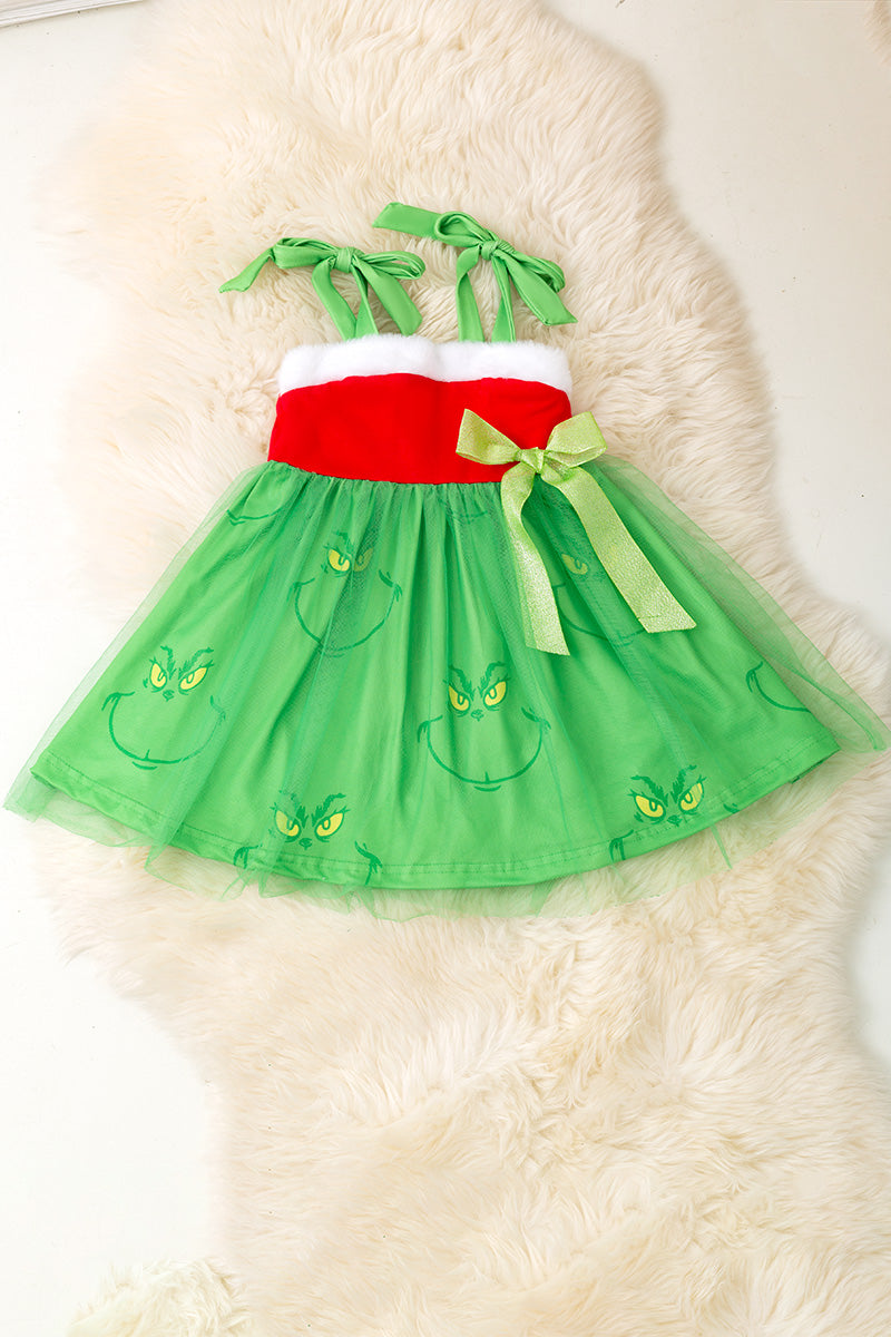 Multi-Christmas character printed girls dress.