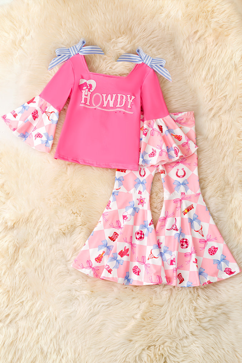 Howdy bell sleeve top and bell bottoms.