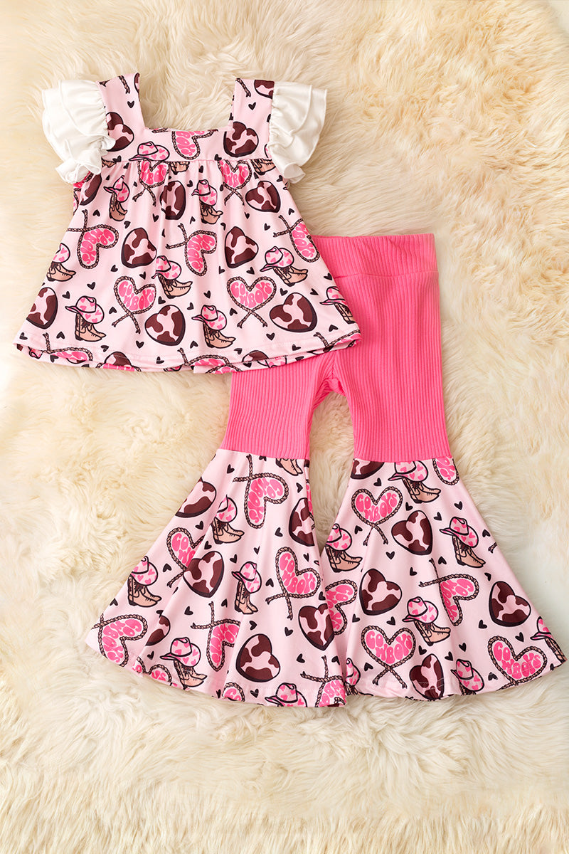 Western heart printed tunic & bell bottoms.