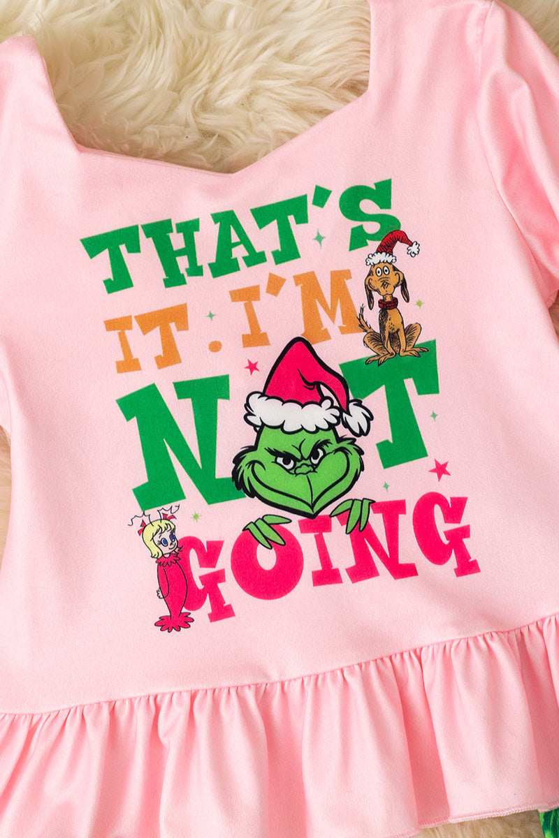 That's it. I'm not going" girls lt. pink tunic with faux fur bell sleeves and bell bottoms.