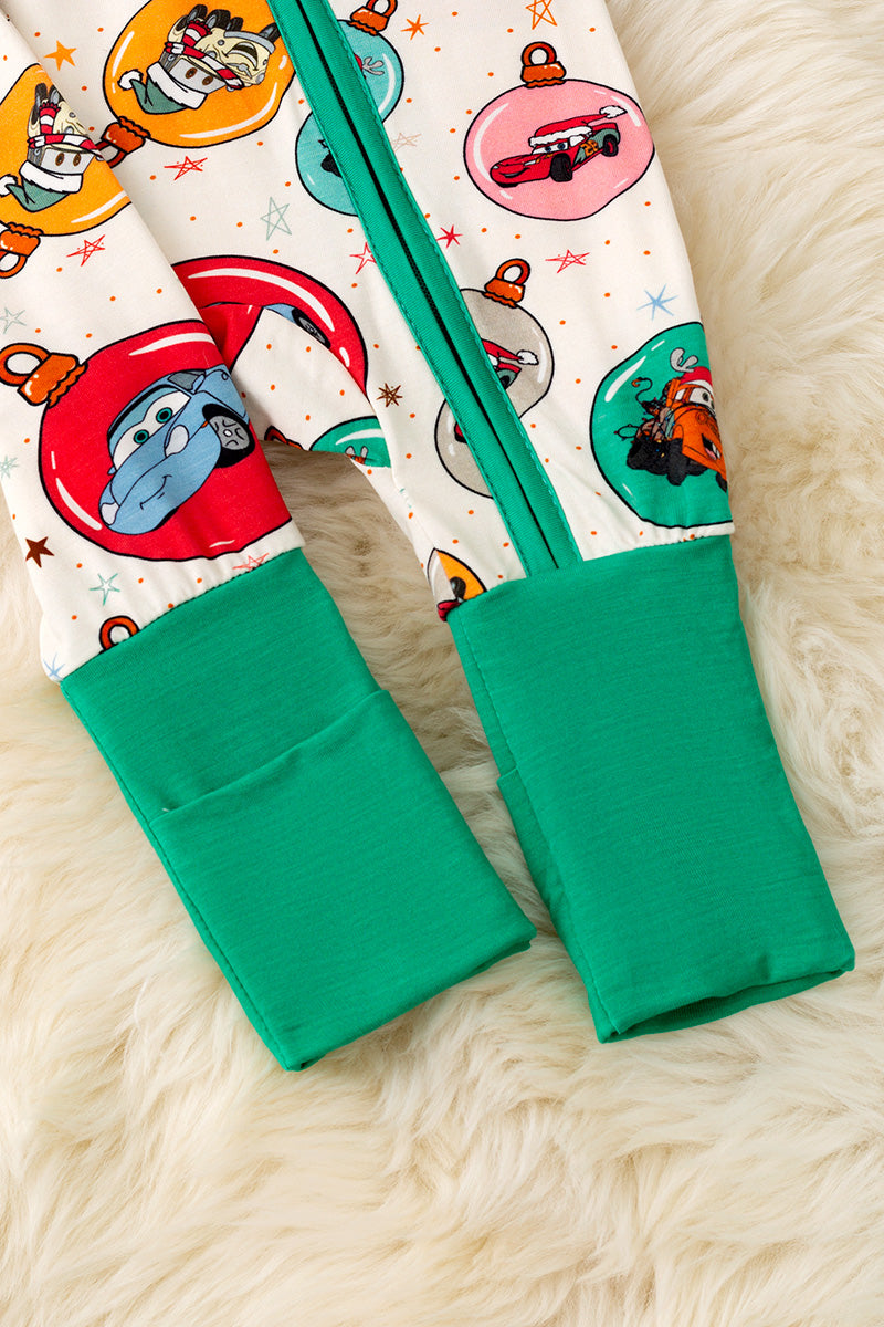 Bamboo car character printed baby bodysuit .