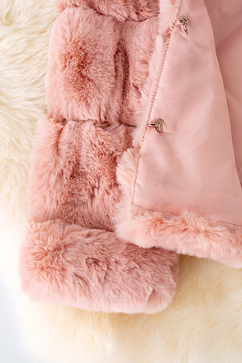 Furr puffy jacket, luxuries blush jacket.