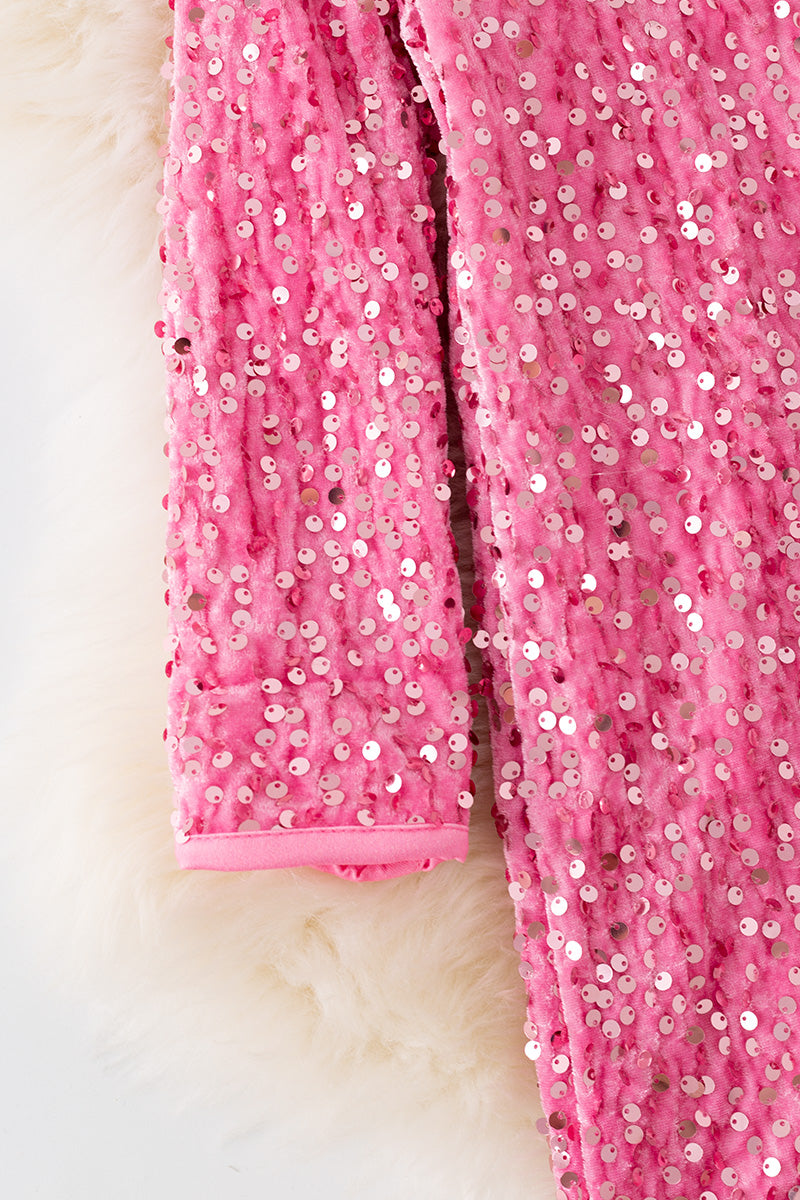 Long sleeve sequins sheath dress for girls.