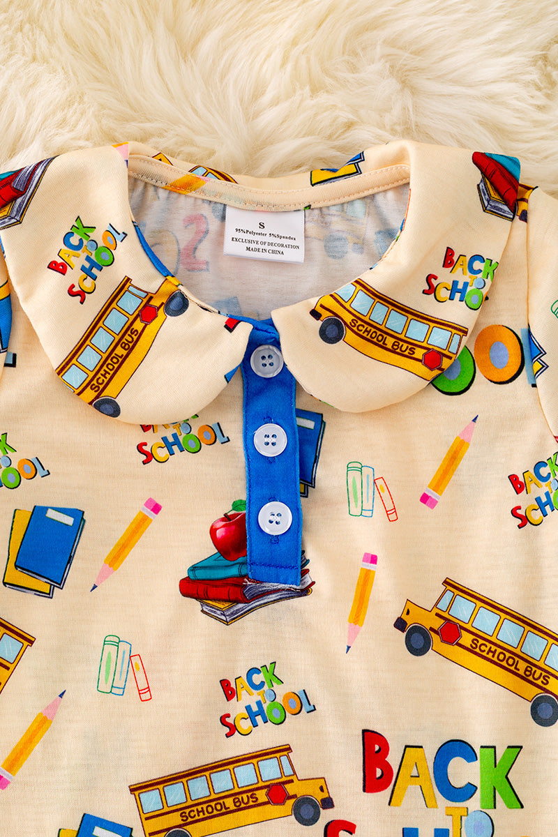 Lt. yellow back to school printed dress.