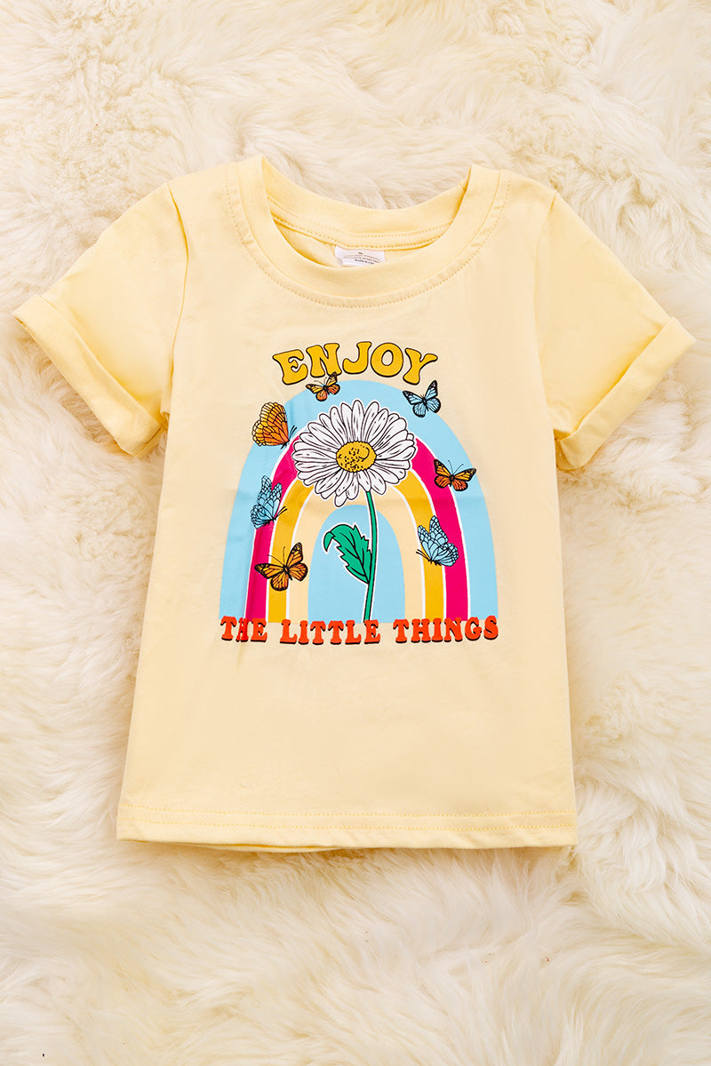 Pale yellow "Enjoy the little things" tee shirt