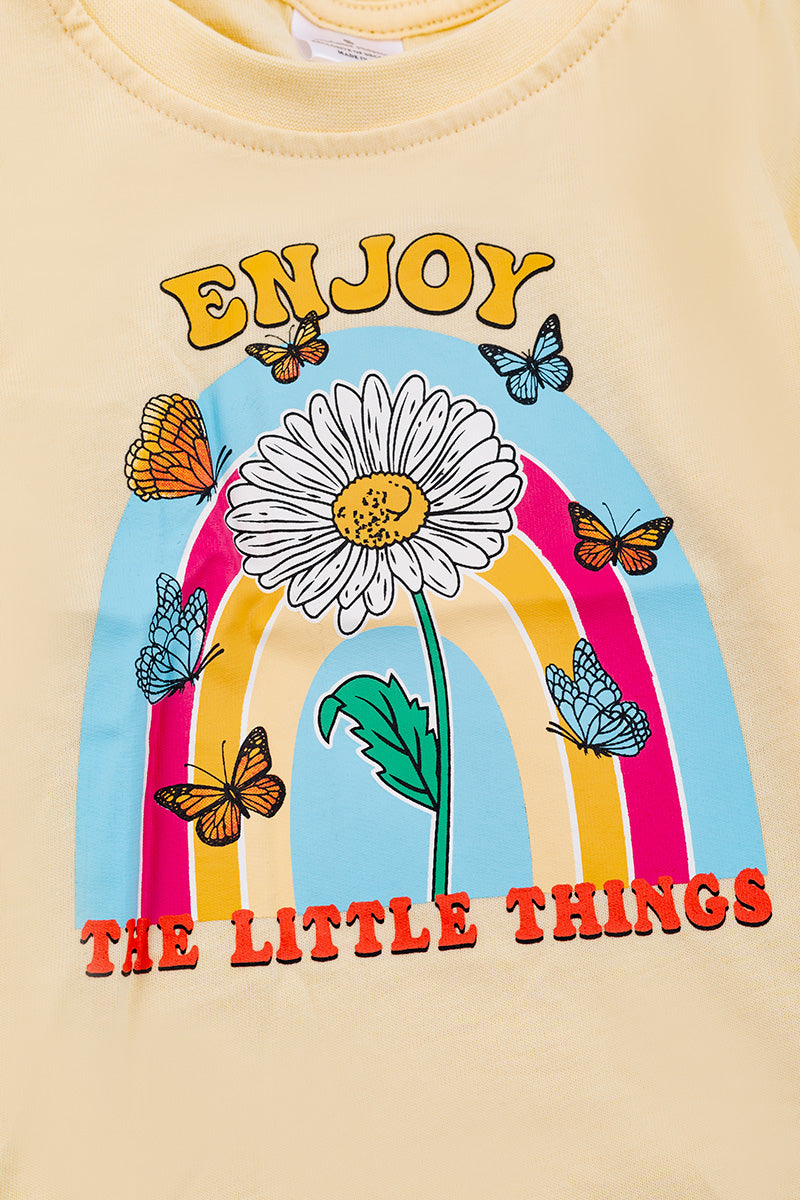 Pale yellow "Enjoy the little things" tee shirt