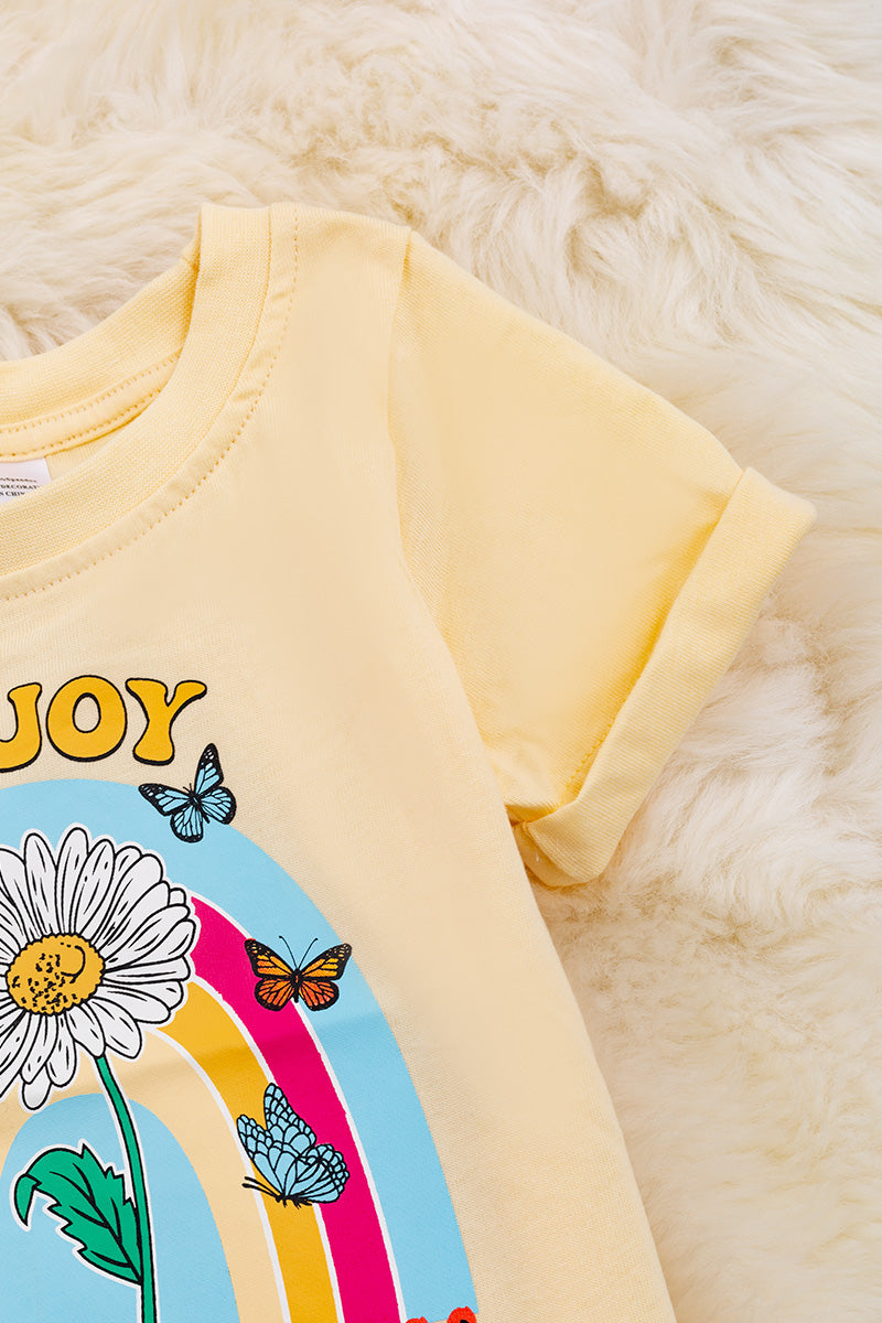 Pale yellow "Enjoy the little things" tee shirt