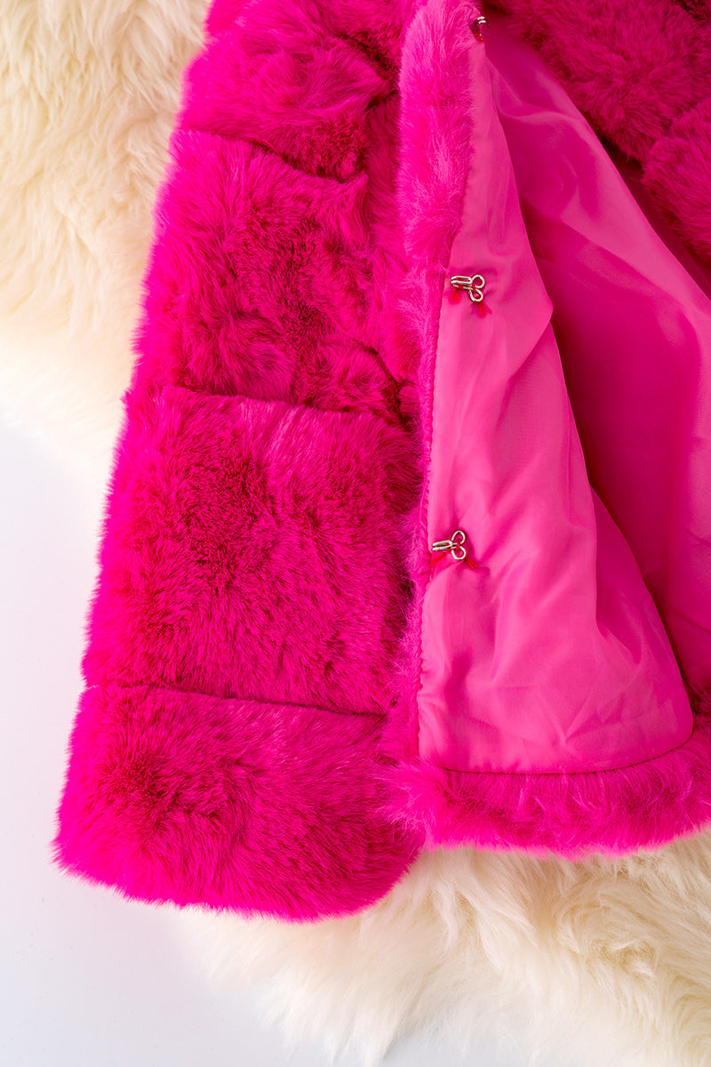 Fuchsia faux fur cozy jacket.