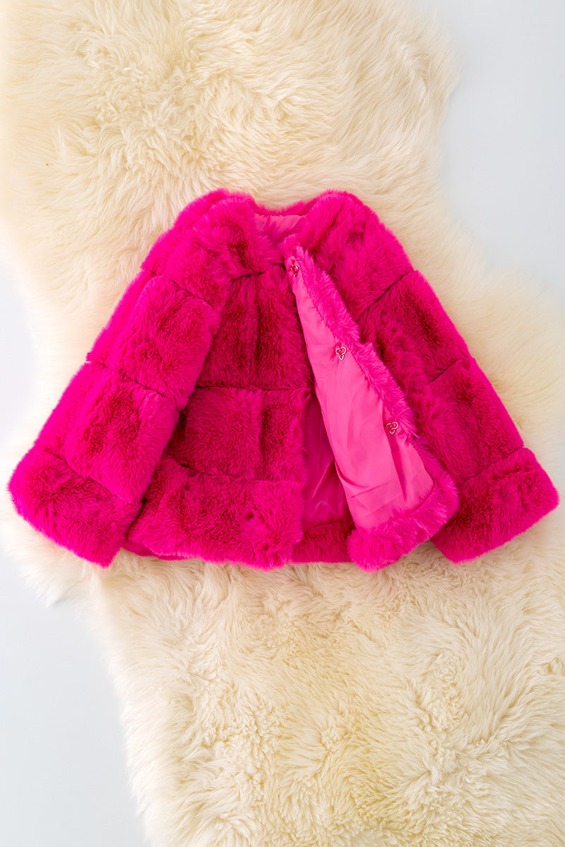 Fuchsia faux fur cozy jacket.