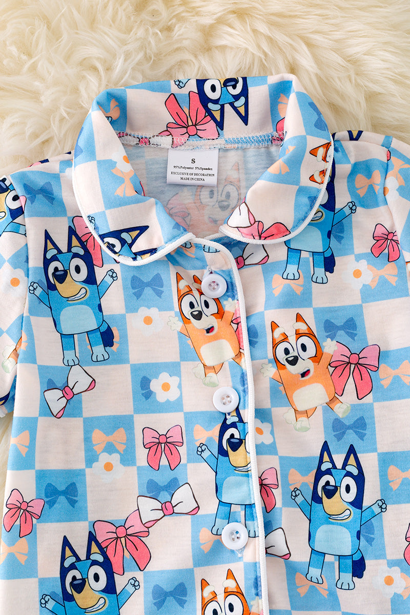 Blu** checkered printed pajama set.