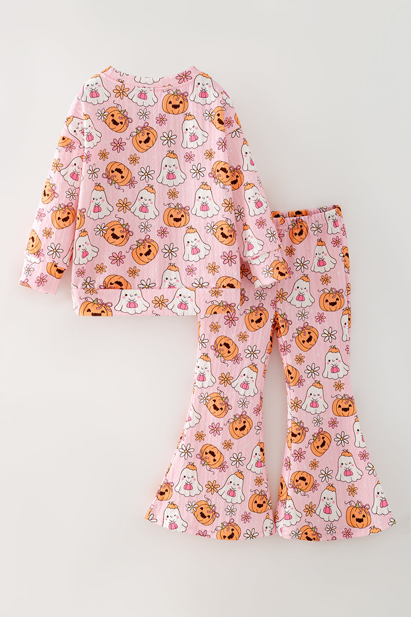 Pumpkin & ghost printed girls 2 piece set. OFG63144 -A-