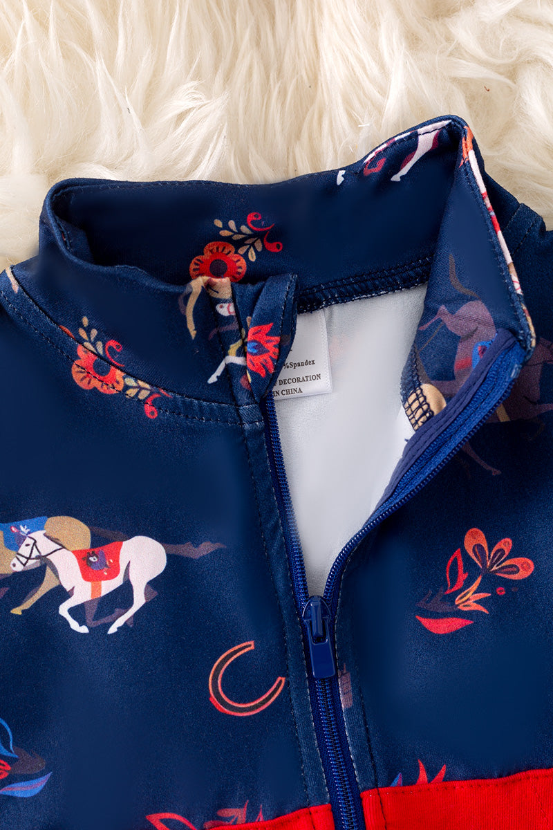 Girls-floral horse printed baby romper. RPB50322