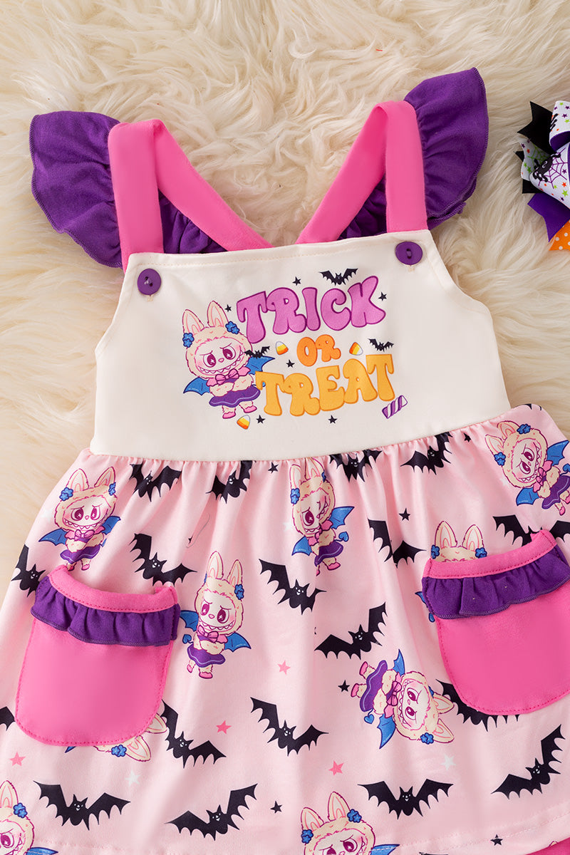 Trick or treat" Pink tunic and pink bottoms. OFG51040
