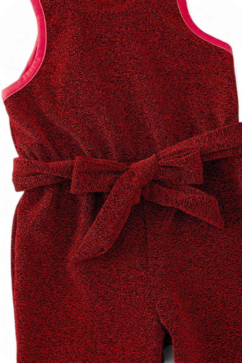 Shimmery, sparkly jumpsuit with belt.-
