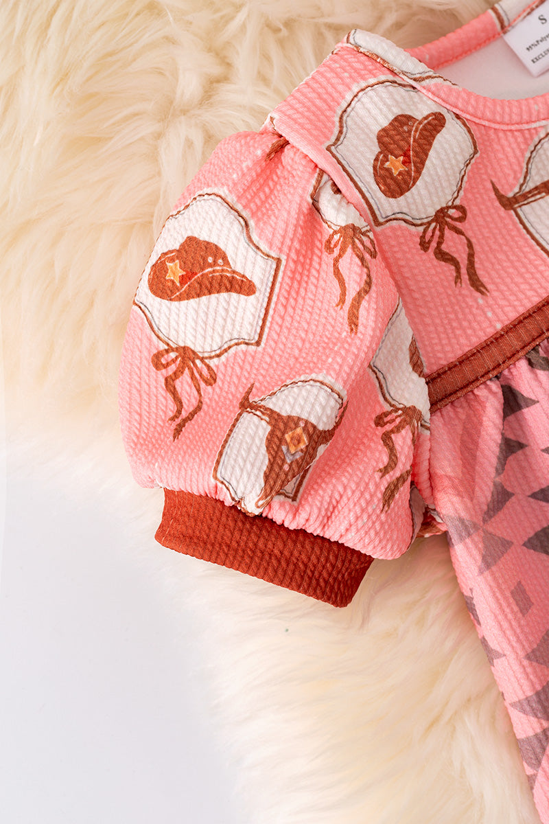 Multi-Printed western dress.