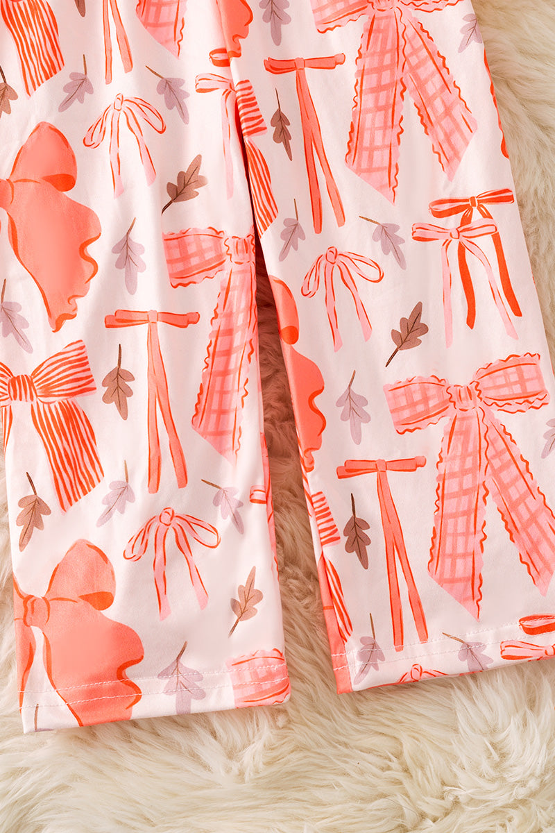 Coral coquette printed girls romper/long sleeve.