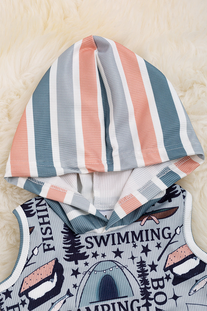 Camper baby onesie with hoodie.
