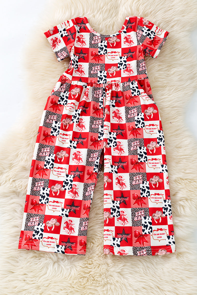 Dearly loved" western printed jumpsuit.
