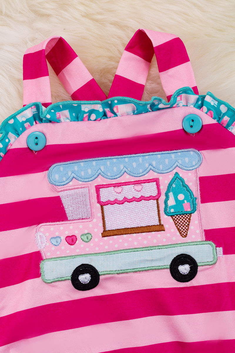 Ice-cream truck applique baby onesie.